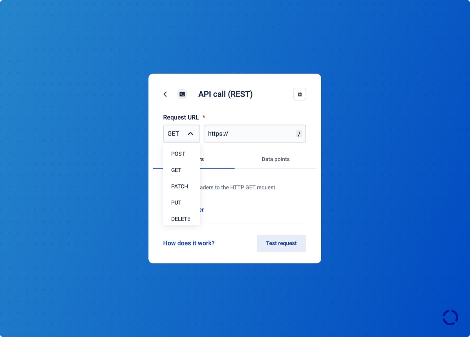 Choosing an HTTP method on an API call action