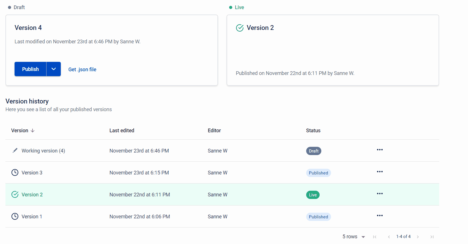Selecting a care flow version to set live
