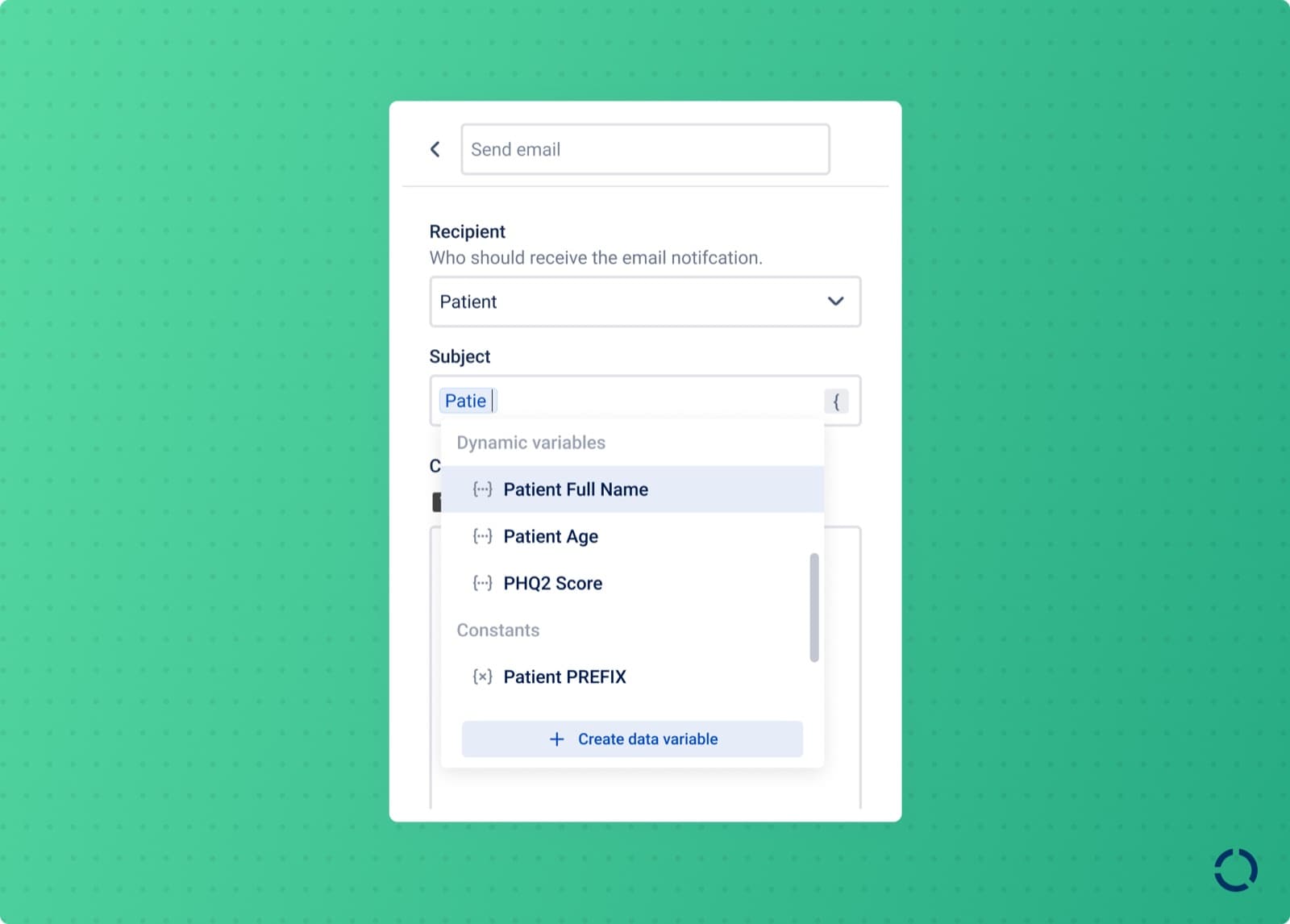 Using a data variable in an API call action