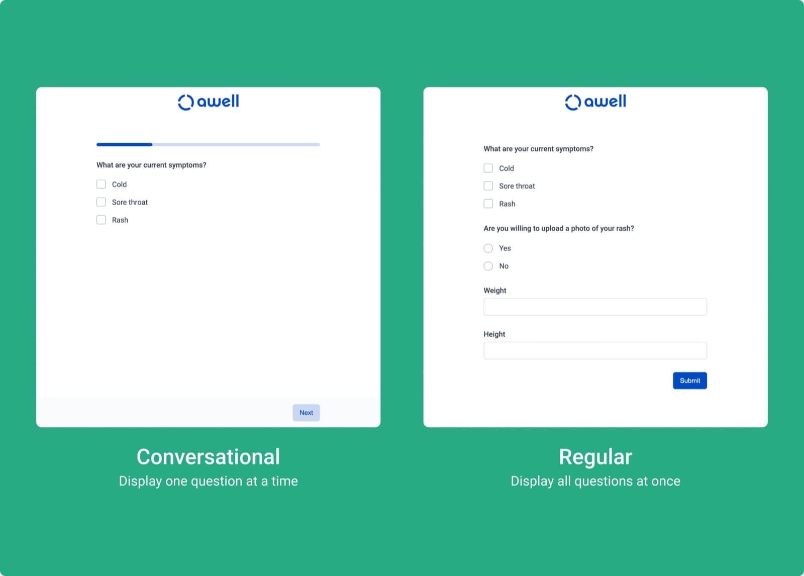 Choosing a display mode for a form