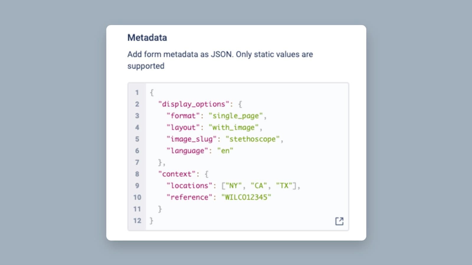 Setting metadata on a form question